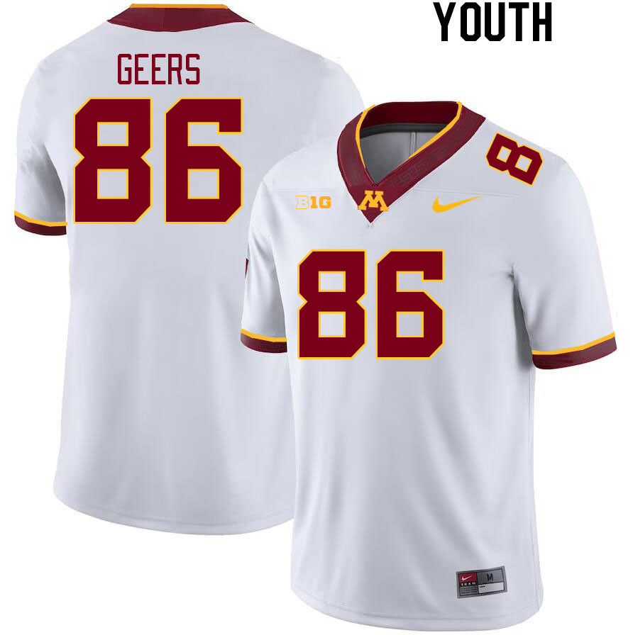 Youth #86 Jameson Geers Minnesota Golden Gophers College Football Jerseys Stitched-White